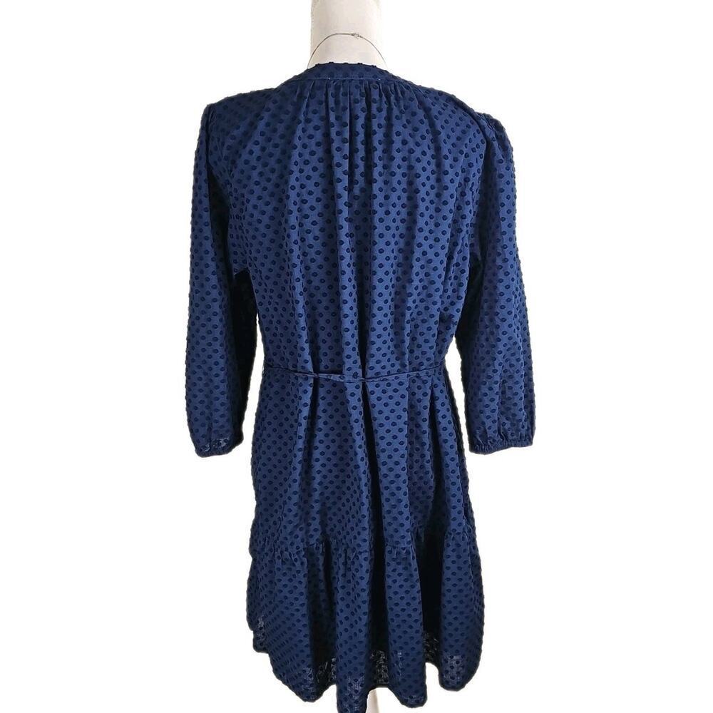 LOFT~Woman Size L~ Navy Blue Henley Flounce Shirtdress Fully Lined. - Picture 15 of 16